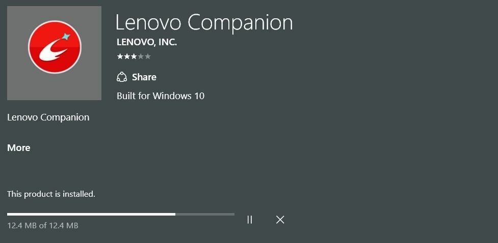 Lenovo Companion -sovelluksen Windows 10 -päivitys