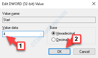 Počnite uređivati ​​Dword (32-bitni) Vrijednost Vrijednost Podaci 4 Ok