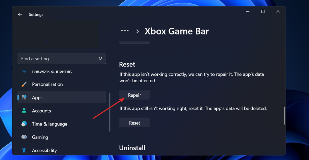 repair-xbox-bar xbox game bar tidak berfungsi windows 11