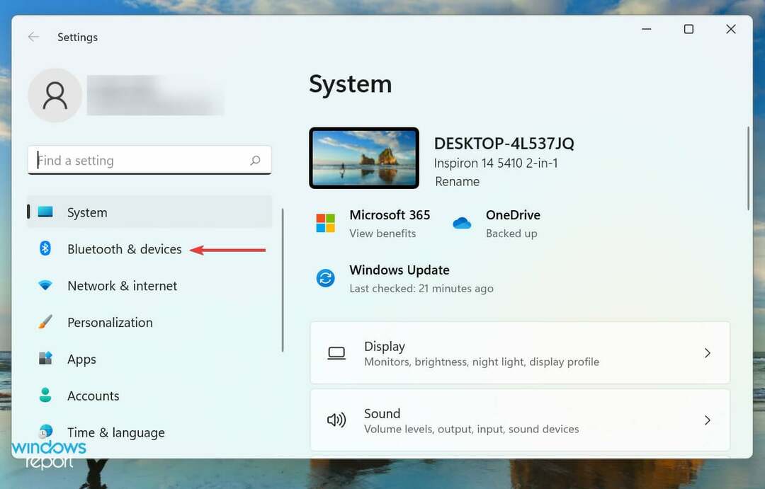 valige Bluetooth ja seadmed, kuidas ekraani jagada Windows 11 teleriga