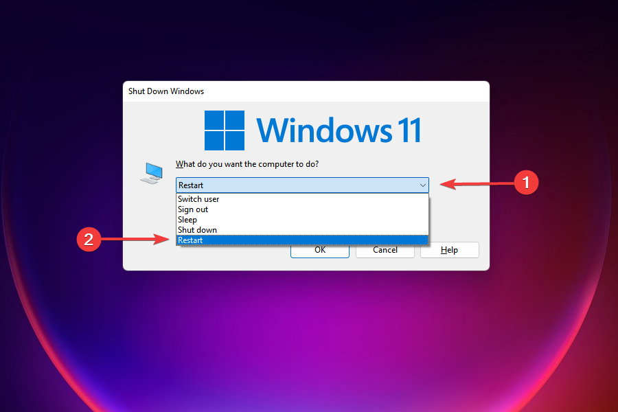 Käynnistä tietokone uudelleen korjataksesi näppäimistön ja hiiren, jotka eivät toimi Windows 11:ssä