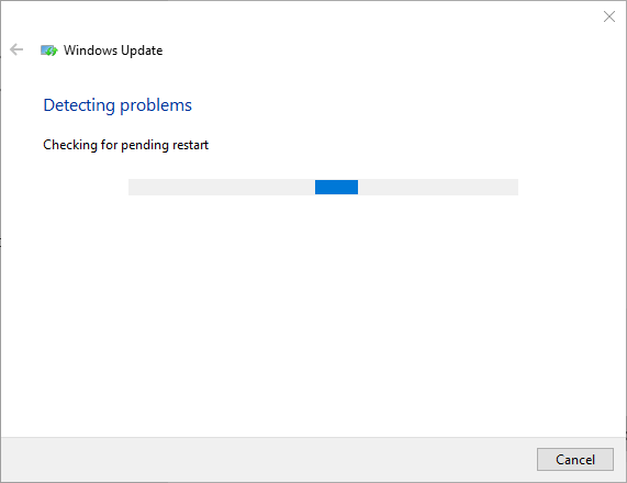 Solucionador de problemas de actualización de Windows detectando problemas