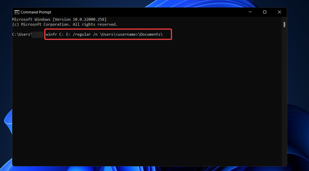 winfr-kommandot återställa raderade filer Windows 11