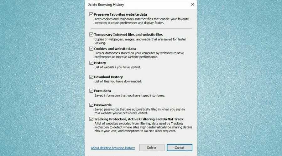 Izbrišite povijest pregledavanja Internet Explorer