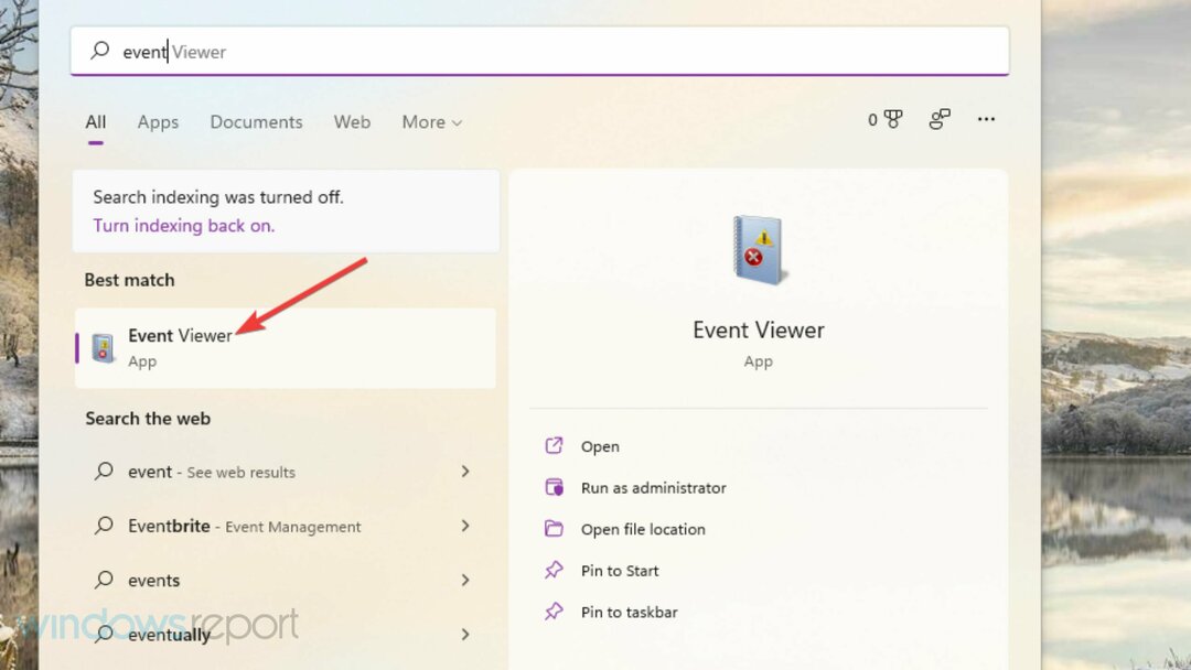 Event Viewer meklēšanas rezultāts Windows Error Reporting Event ID 1001