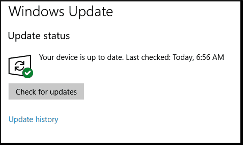 تحقق من وجود تحديثات Windows 10