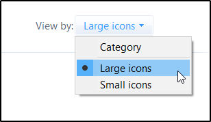 Panel sterowania Duże ikony