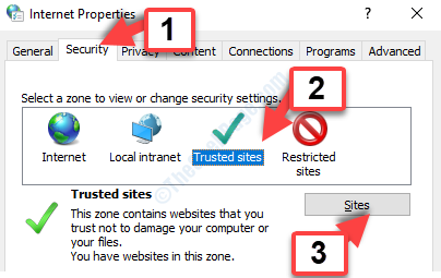 Internetoptionen Registerkarte Sicherheit Vertrauenswürdige Sites Sites