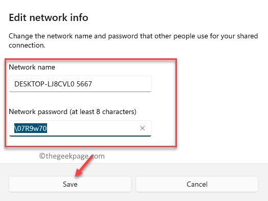 Upraviť informácie o sieti Názov siete Heslo siete Min