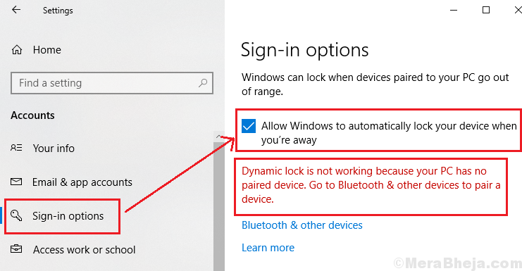 Windows 10 Dynamic Lock funktioniert nicht oder fehlt Not