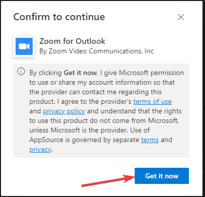 Consíguelo ahora 2 Continuar complemento de zoom para Outlook