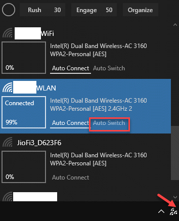 Taskbar Wifinian Icon აქტიური Wifi ქსელის ავტომატური გადართვა