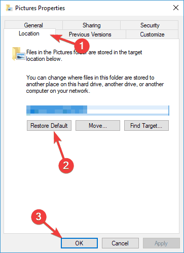 Nuotraukų importavimas „Windows 10“ atmestas