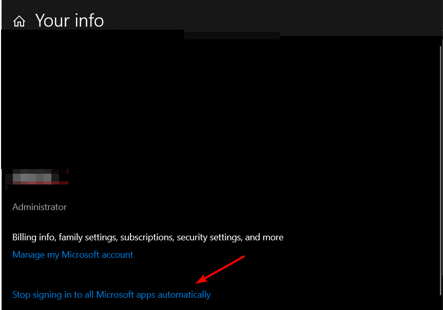 interrompi l'accesso alle impostazioni delle app Microsoft