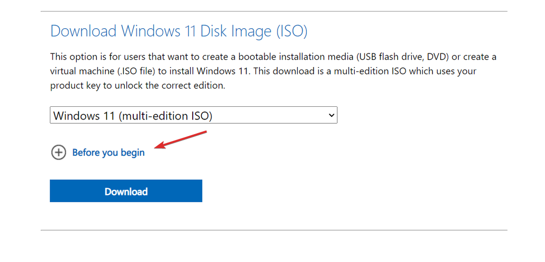 Windows 11 ISO-Download vor Beginn fehlgeschlagen
