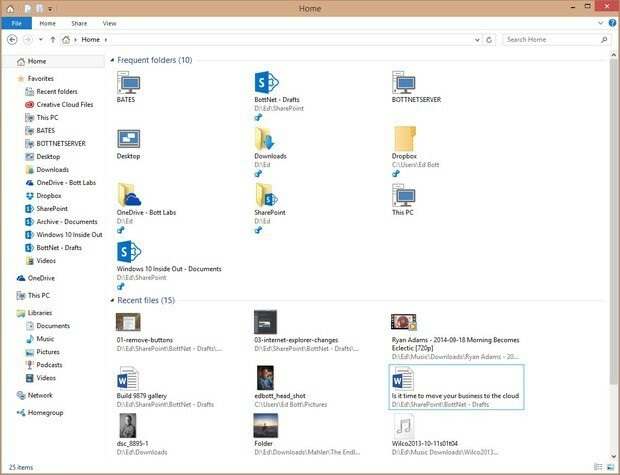 Windows 10 permet d'épingler des dossiers locaux sur l'écran d'accueil de l'explorateur de fichiers