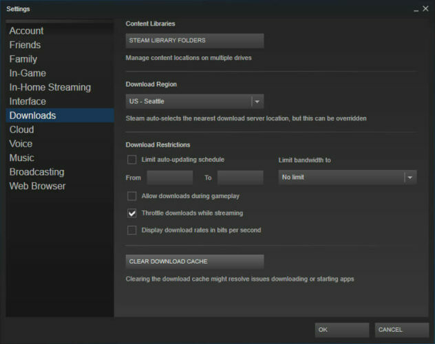 ясно Изтегляне на кеш памет Steam няма да влезе онлайн