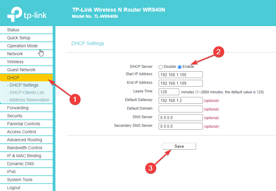 DHCP szerver – a dhcp nincs engedélyezve az Ethernet számára