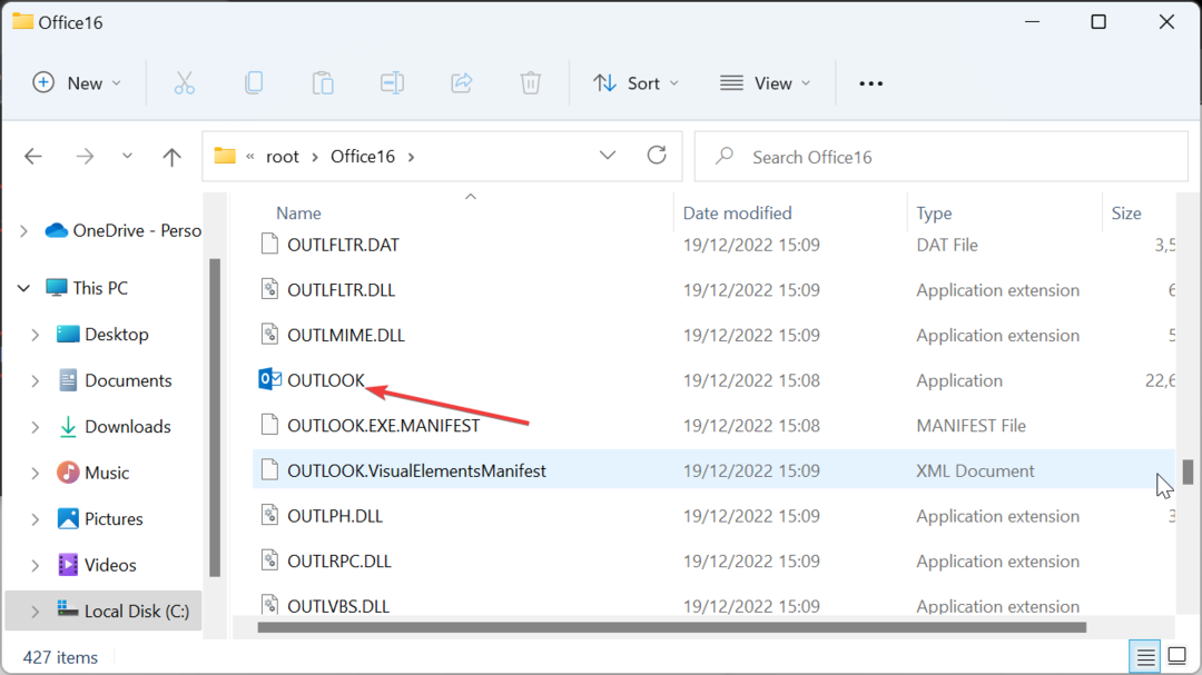 Къде е местоположението на Outlook.exe в Windows 10 и 11?