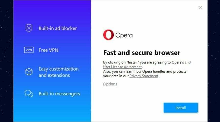 Opera VPN: n asentaminen