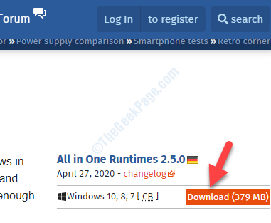 Download di runtime All In One Apri collegamento nel download del browser
