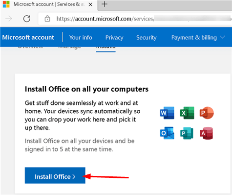 Microsoft Инсталиране на Office Мин