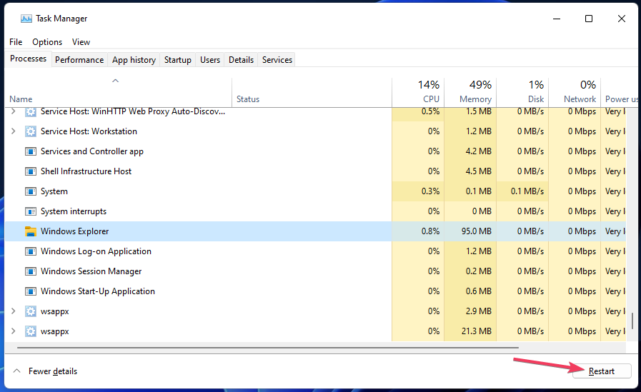 Uudelleenkäynnistyspainikkeen tiedostonhallinnan esikatseluruutu ei toimi Windows 11:ssä
