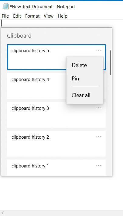 akses riwayat clipboard di Windows 10