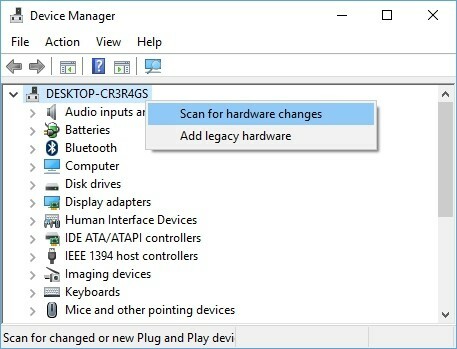 Herstel ontbrekend batterijpictogram in Windows 10