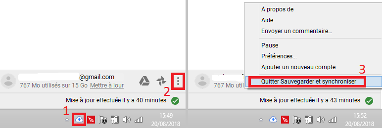 ecran quitter sauvegarde และ synchronization sur google drive