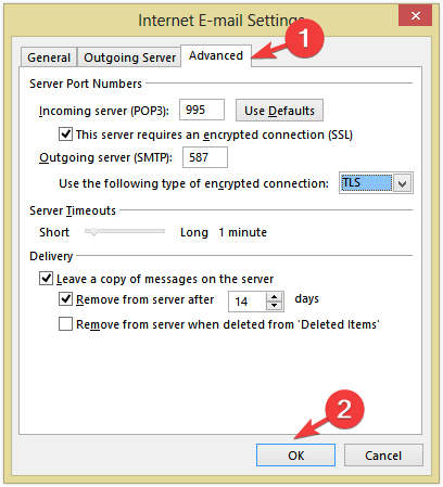 POP3- und SMTP-Verbindungsportnummern,