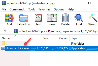 Unlockeri ZIP-kausta .exe-fail topeltklõpsake