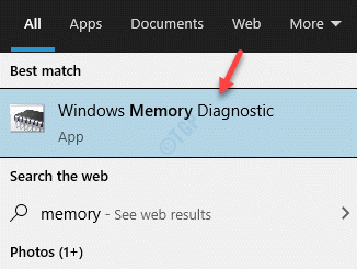ผลลัพธ์ การวินิจฉัยหน่วยความจำของ Windows