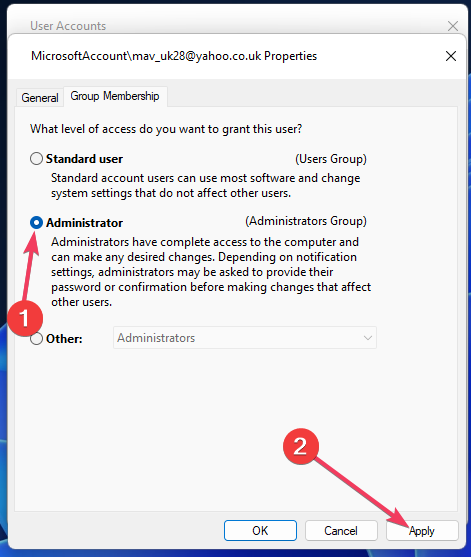Administraatori valik Windows 11 kuvasätted ei tööta