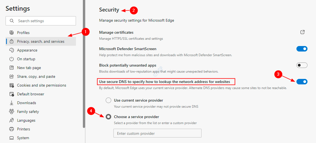Vad är säker DNS-leverantör? Hur ändrar jag det i Microsoft Edge?