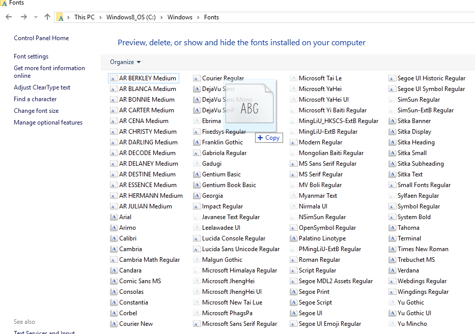 So installieren Sie heruntergeladene Schriftarten und deinstallieren sie in Windows 10