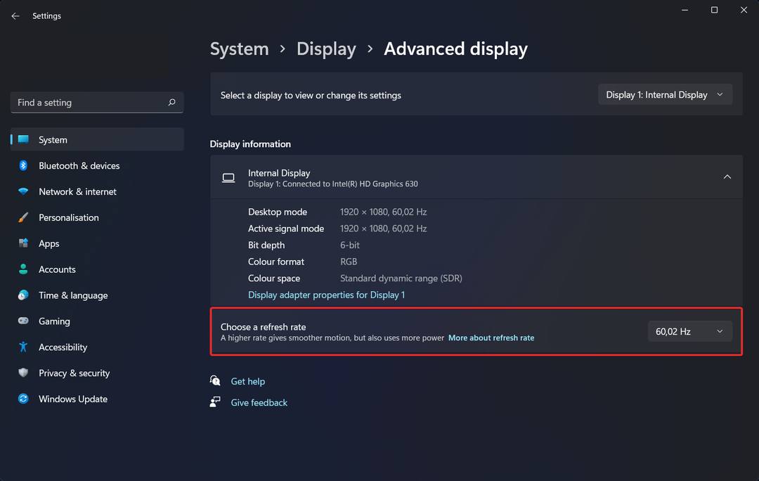 DRR Windows 11 dynamická obnovovací frekvence nefunguje