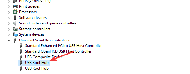 هناك مشكلة في برنامج تشغيل وحدة التخزين الكبيرة USB الخاصة بمحور جذر USB