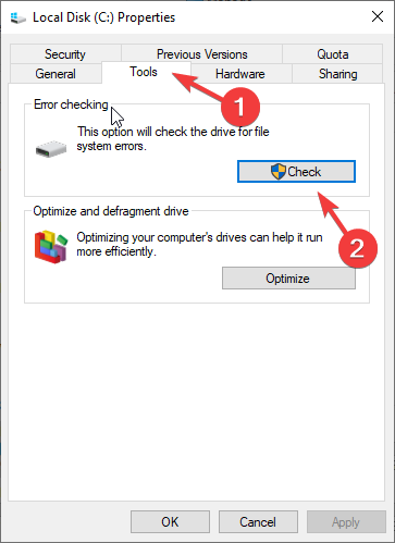 שגיאה בבדיקת בדיקת כלים Windows 10