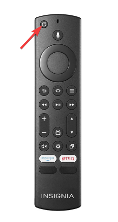 Tryk på tænd/sluk-knappen på fjernbetjeningen - Insignia tv-kanalscanningsproblemer