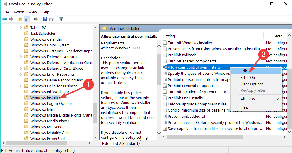 blokuj użytkownikom możliwość instalowania oprogramowania na PC