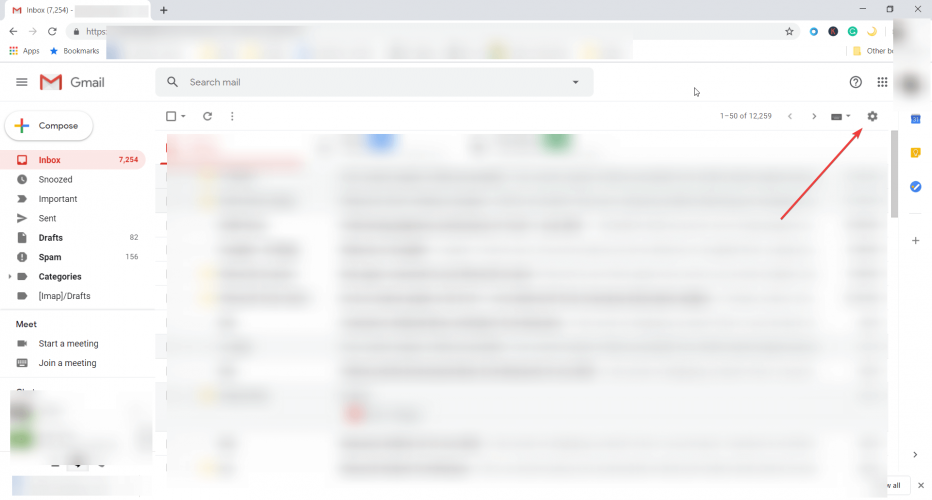 Γρανάζι ρυθμίσεων Gmail