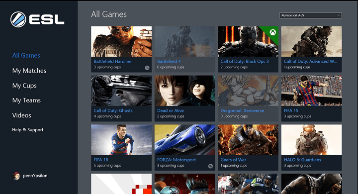 ESL eSports -sovellus Windows 10: lle antaa sinun kilpailla ja katsella