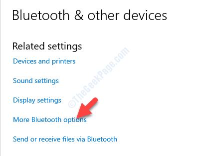 Bluetooth والأجهزة الأخرى الإعدادات ذات الصلة المزيد من خيارات Bluetooth