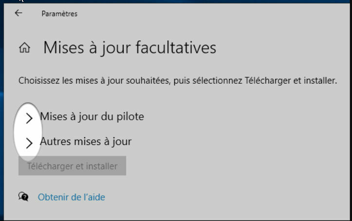 Windows Updates_ecran Mises a jour facultatives