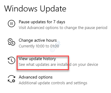Seaded Windows Update Kuva värskenduste ajalugu