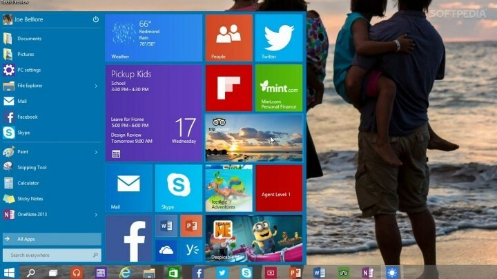 Менюто "Старт" няма да се покаже в техническия преглед на Windows 10