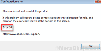 Adobe Error 16