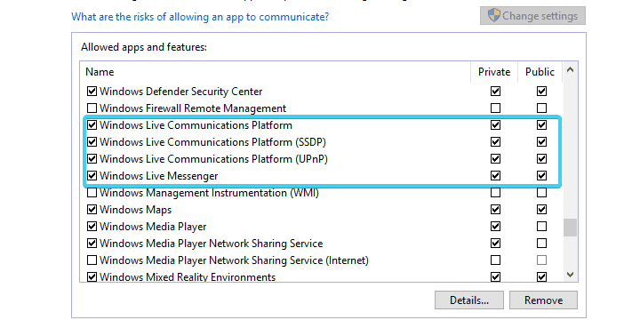 setări firewall Windows Live Mail nu funcționează