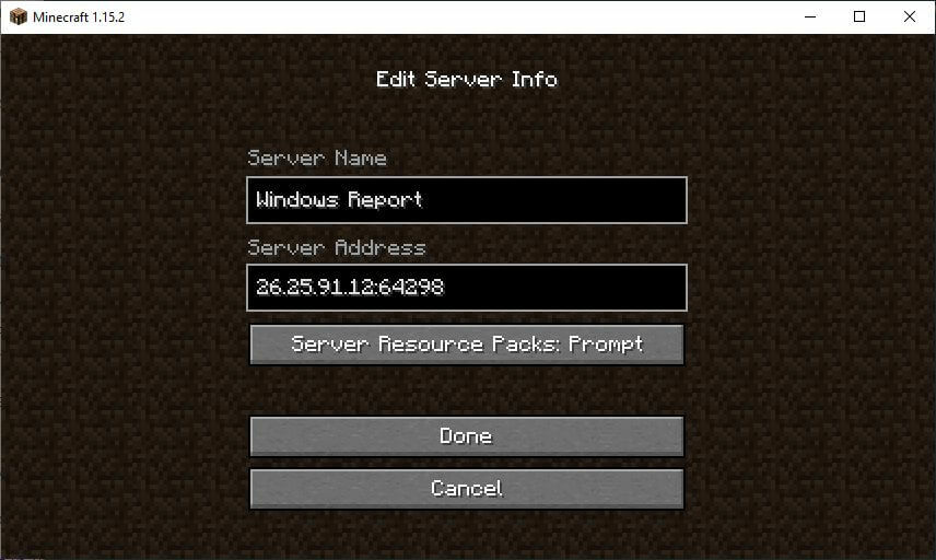 Podrobnosti o serveri Minecraft